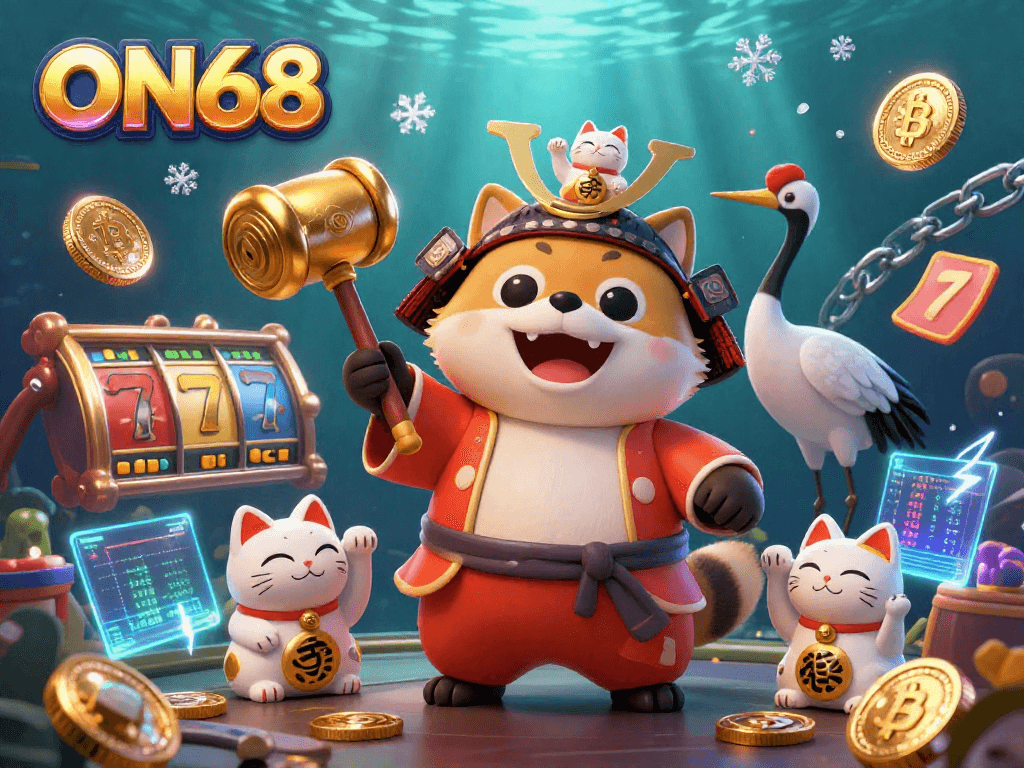 Experience thrilling jackpot action at ON68 with vibrant characters and dynamic gaming elements.