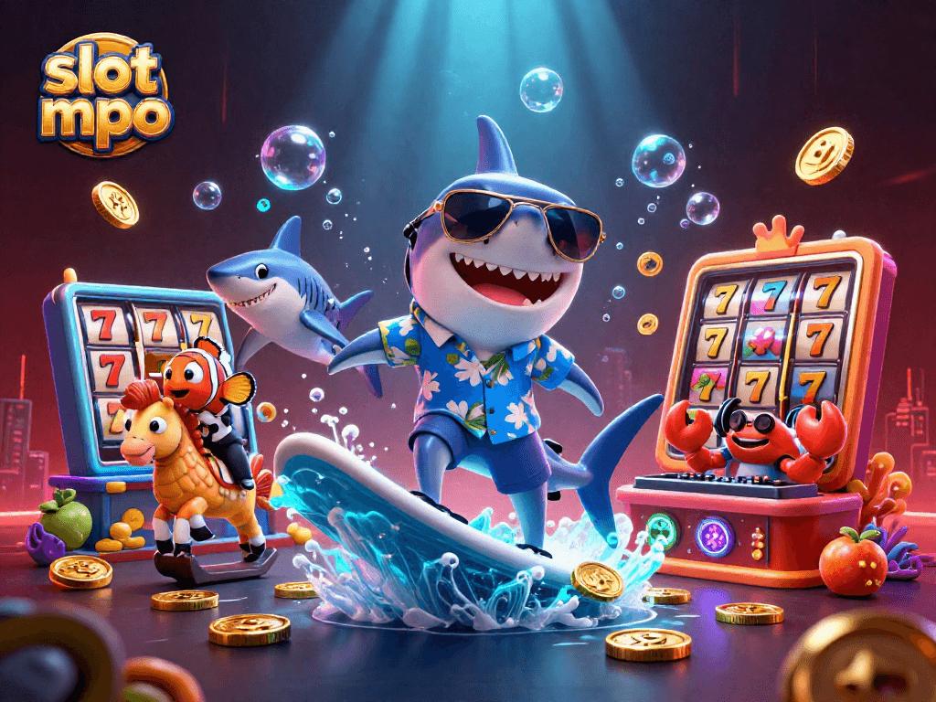 Menangkan slot mpo dengan kesempatan baru dan simbol permainan menarik dalam ilustrasi bergaya 3D.