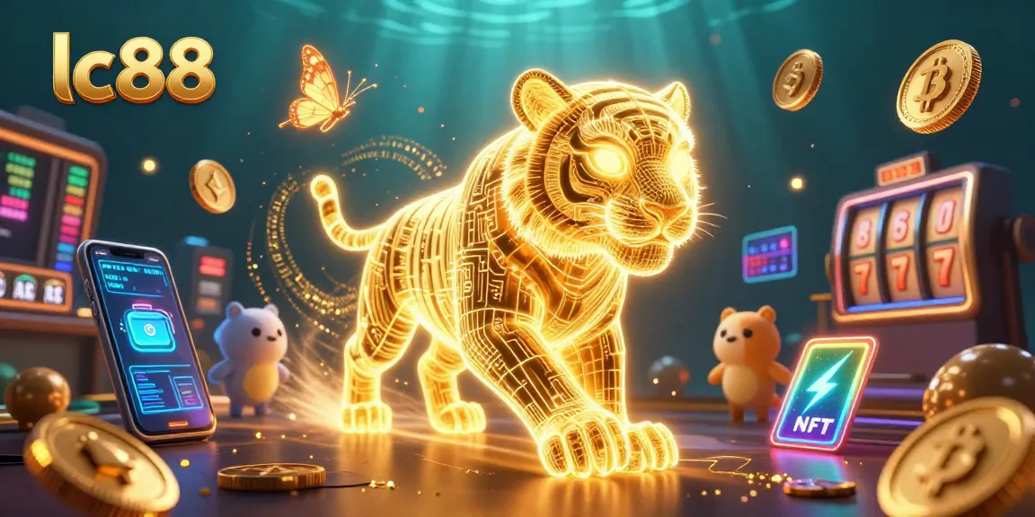 Join the thrilling lc88 digital casino adventure filled with golden tiger characters and crypto elements.