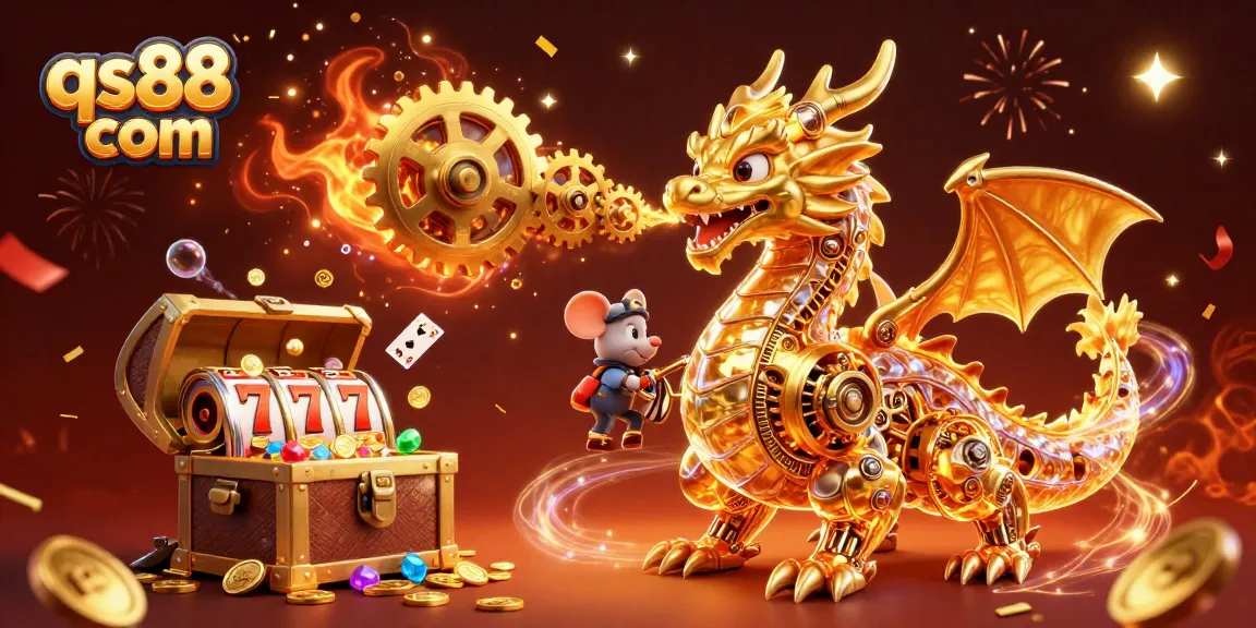 Experience the thrill of qs88 com with a dragon and treasure in a vibrant casino scene.