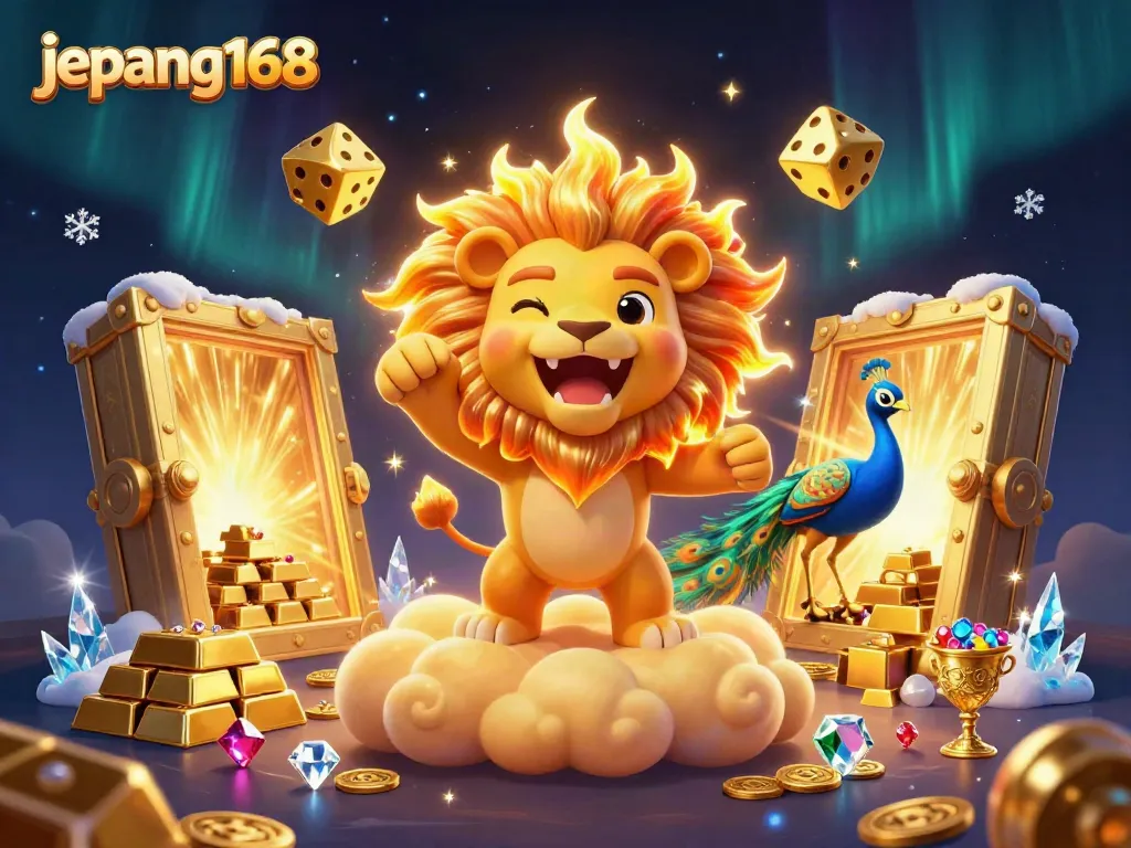 Experience the thrilling world of Jepang168 with dynamic 3D casino characters and rich golden treasures gleaming.