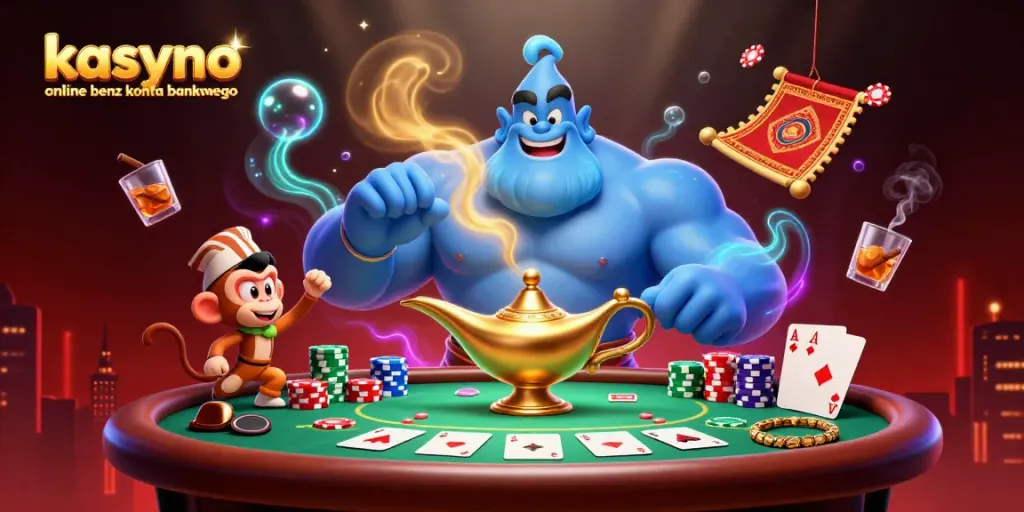 Engage with the thrilling world of kasyno online bez konta bankowego amidst an enchanting scene of magic and poker excitement.