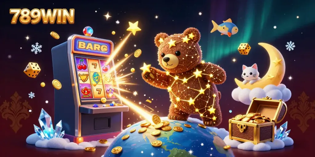Experience exciting gameplay with 789WIN's immersive casino world, featuring vibrant 3D elements and golden treasures.