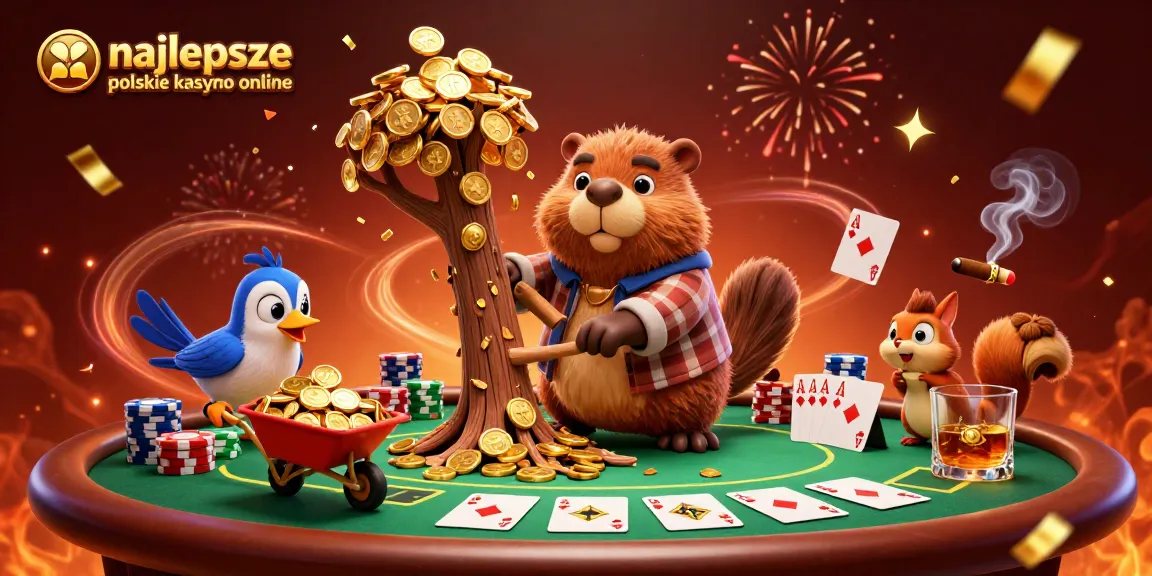 Experience the fun of najlepsze polskie kasyno online with cartoon characters celebrating wins at a vibrant casino.