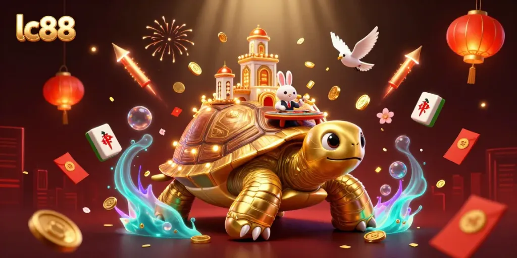 Experience the vibrant world of lc88 with a golden tortoise casino scene, filled with excitement.