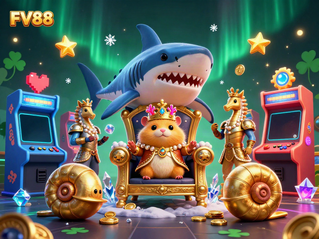 Engage in thrilling gaming experiences with FV88, featuring a vibrant 3D casino scene.