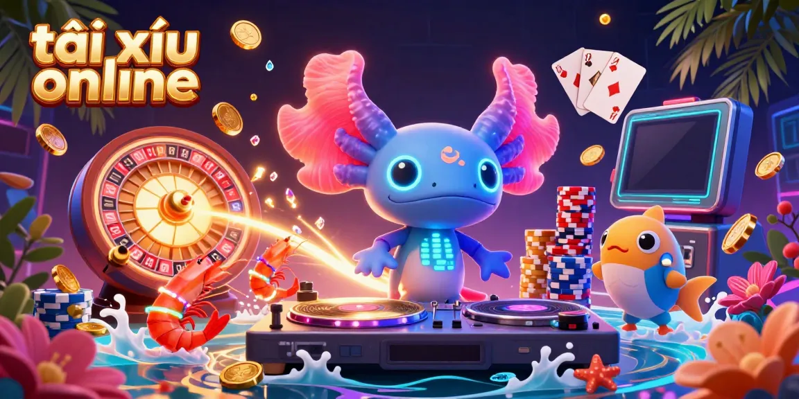 Experience the thrill of tài xỉu online with vibrant 3D visuals featuring dynamic characters and gambling elements.