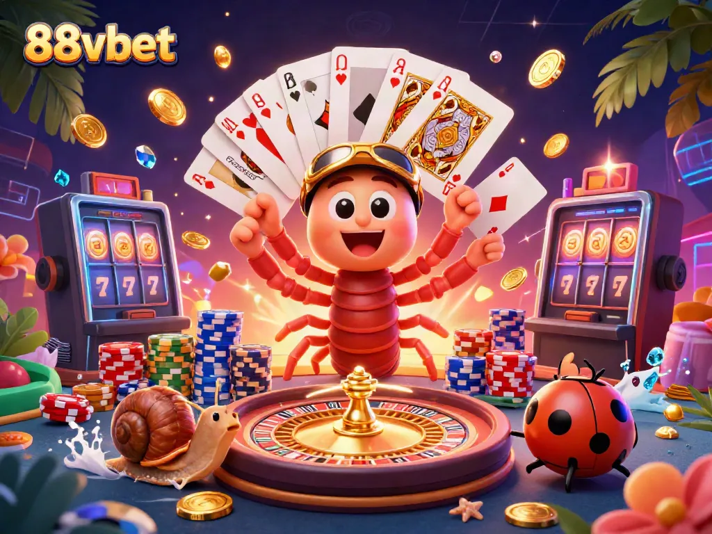 Experience thrilling games at 88vbet, featuring a lively cartoon dealer and exciting casino elements.