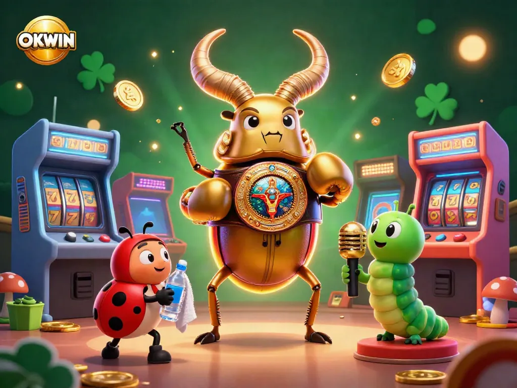 Engage in thrilling gameplay action at OKWIN, featuring unique characters and vibrant casino elements.