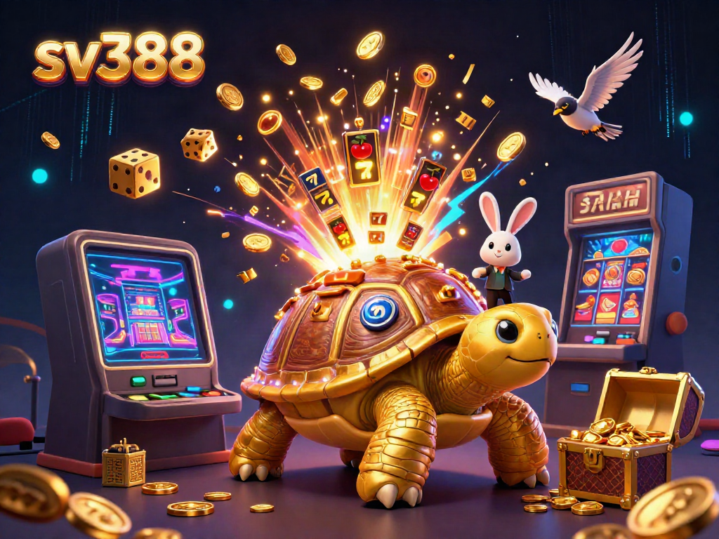 Experience thrilling sv388 action with a golden tortoise casino, rabbit dealer, and jackpot explosions.