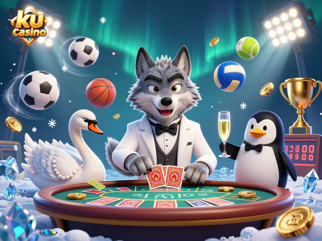Engage with ku casino through exciting baccarat moments featuring unique characters and vibrant sports elements.