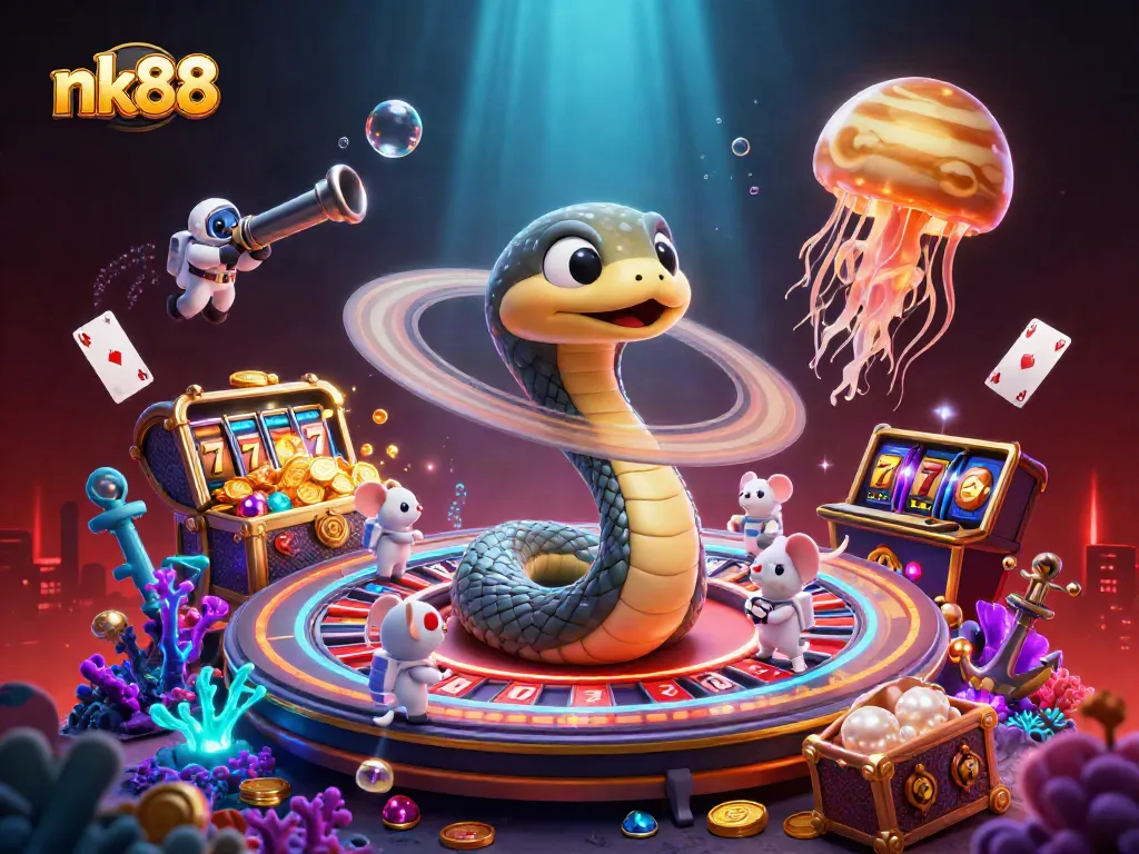 Experience thrilling gameplay with nk88 in a colorful 3D casino environment featuring dynamic characters.