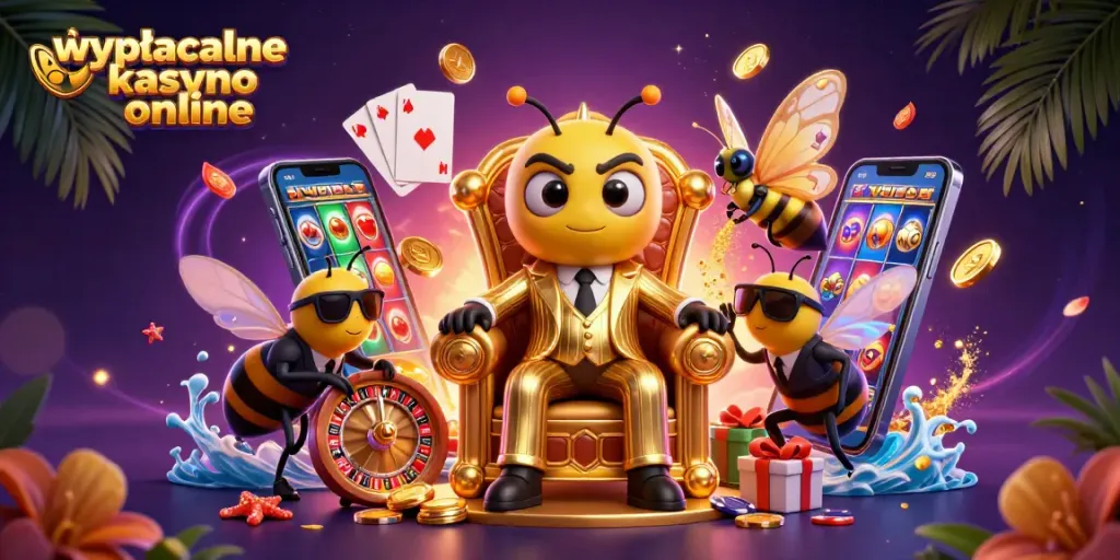 Experience the excitement of wypłacalne kasyno online with vibrant 3D digital art featuring captivating casino elements.