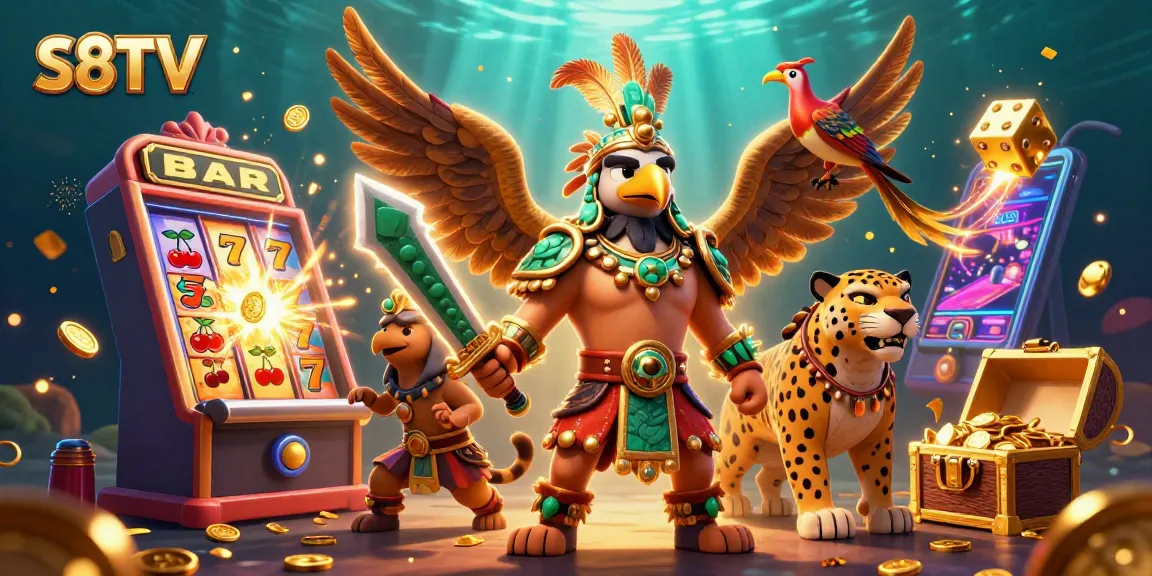 S8TV players engage in thrilling slots and jackpot excitement with unique gaming characters.
