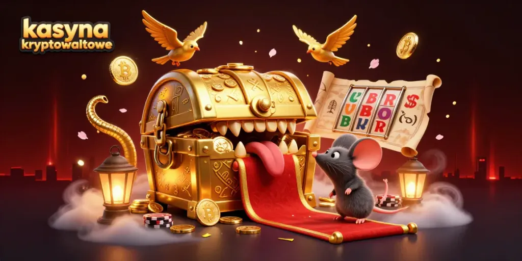 Experience the excitement of kasyna kryptowalutowe with vibrant characters and golden treasures in a captivating scene.