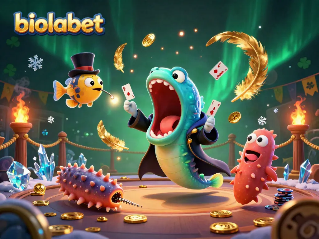 Engage with biolabet's magical gambling experience featuring vibrant sea creatures and dynamic casino elements.