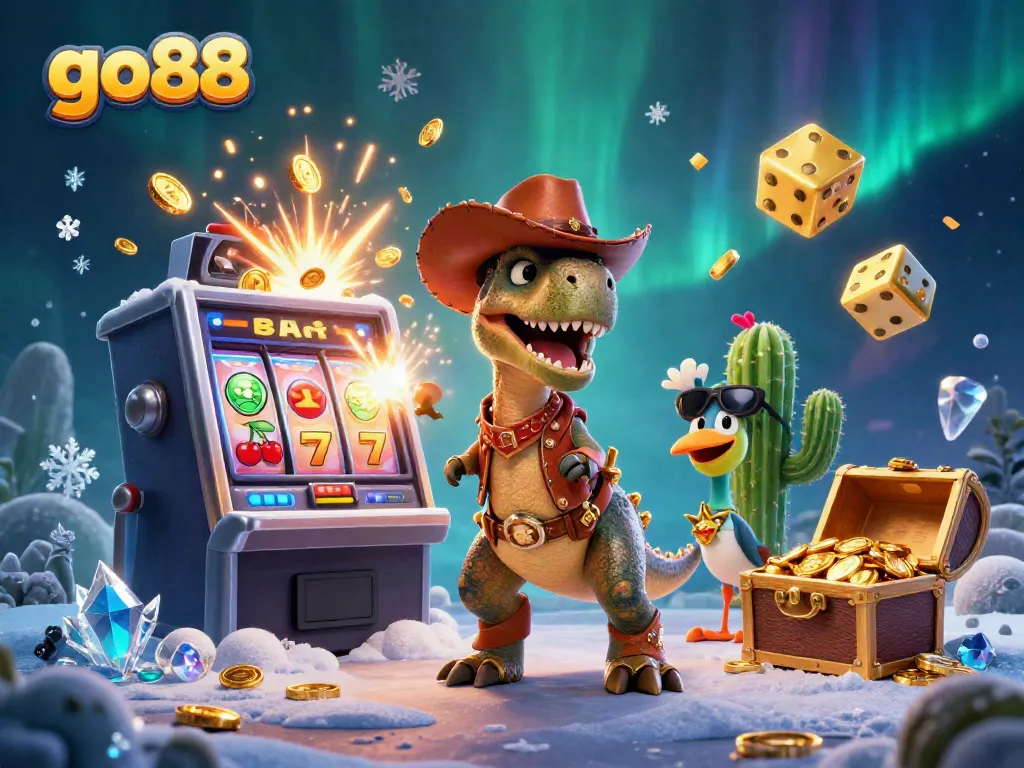 Experience captivating gameplay at go88 with a lively scene of characters and exciting casino elements.