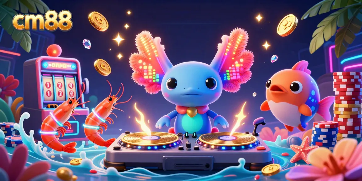 Experience high-energy gaming with cm88, featuring axolotl DJ spinning in an underwater casino.