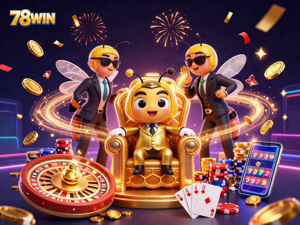 Experience the thrill of winning at 78WIN with vibrant casino action and golden treasures.