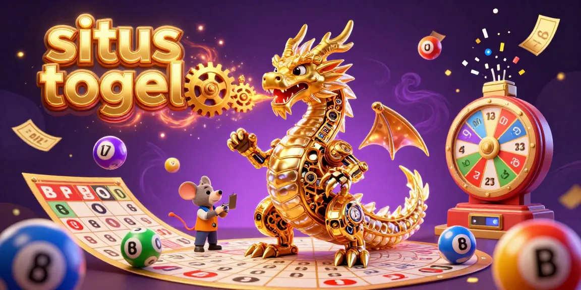 Experience the thrill of situs togel with a vibrant 3D illustration featuring a dragon and lottery elements.