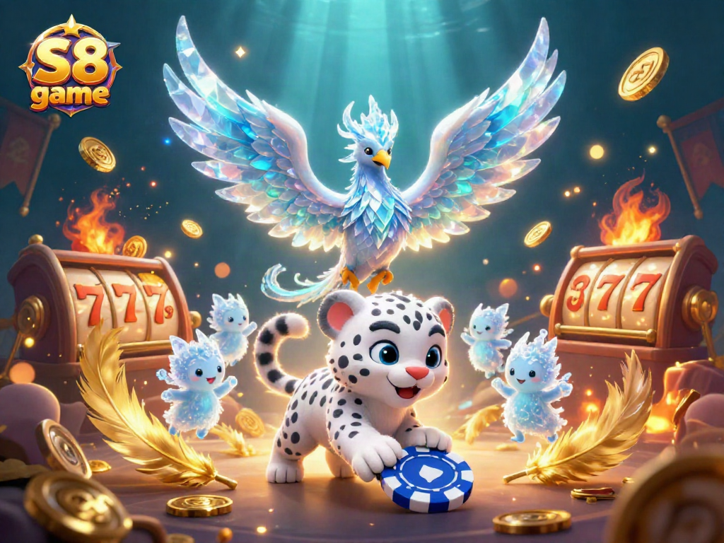 S8 game captivating players with dynamic slot reels and vibrant casino-themed characters