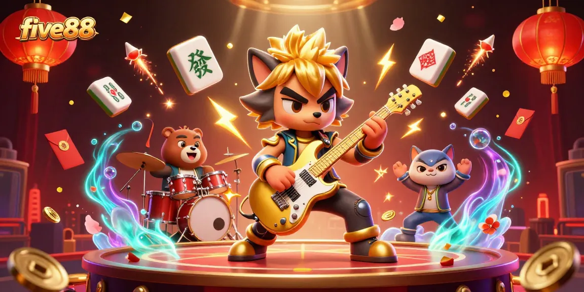 Experience the thrill of betting with five88 in a vibrant 3D casino setting featuring energetic characters.