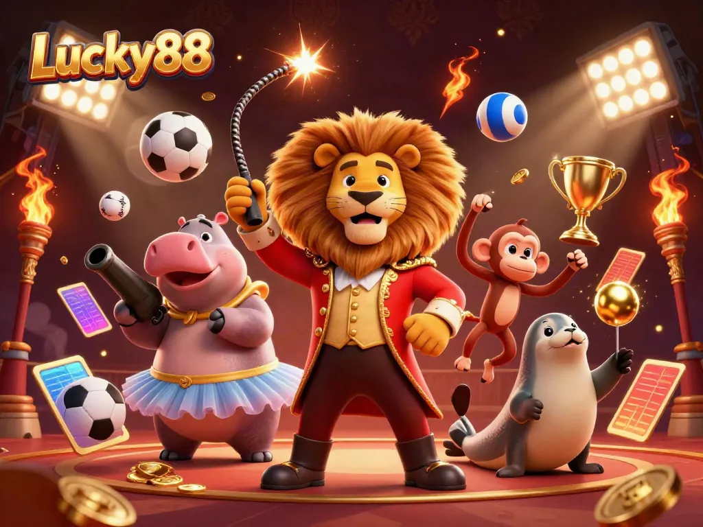 Experience the dynamic excitement at Lucky88 with lively characters in a casino environment.