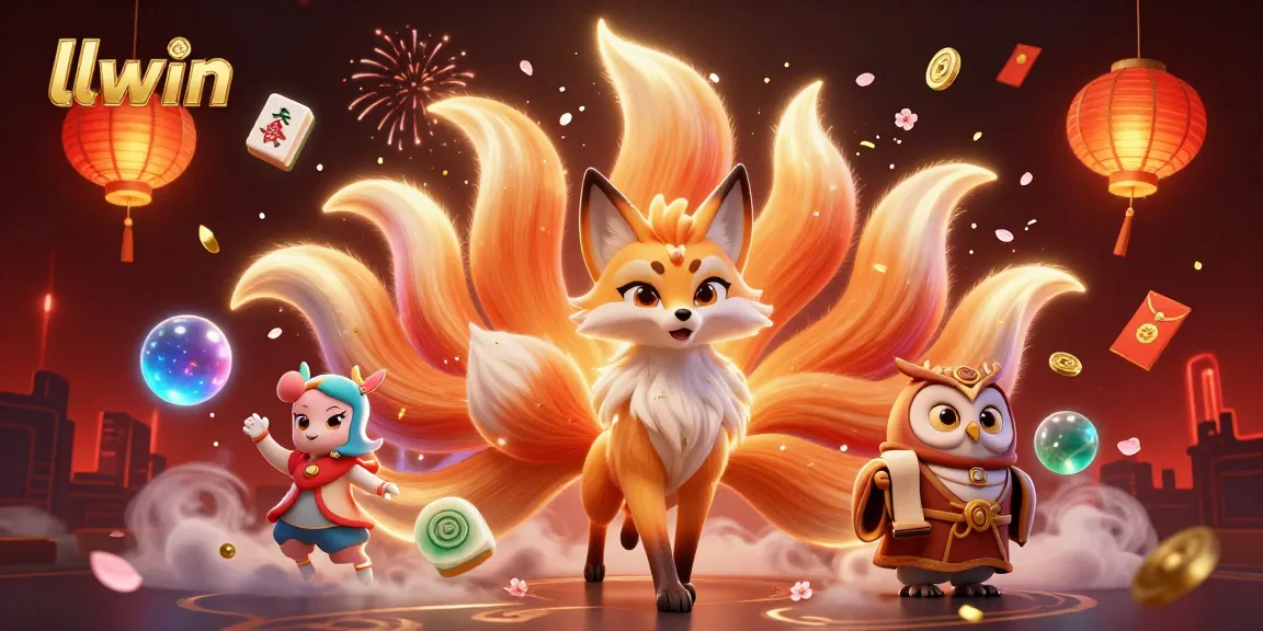 Experience vibrant gaming adventures with llwin's mystical characters amid festive casino elements.