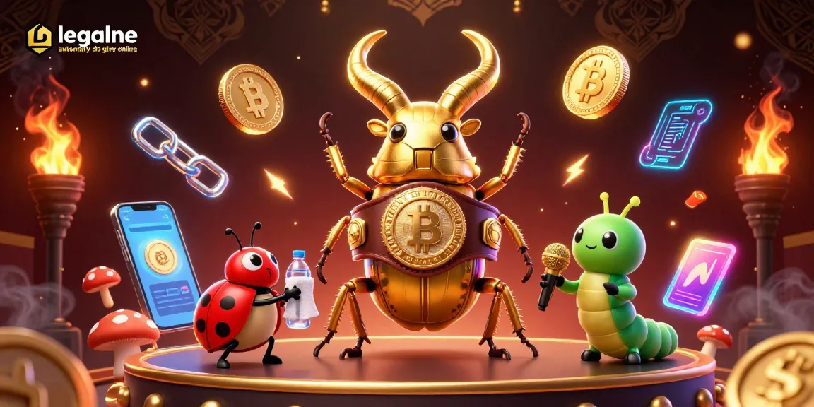 Engage with legalne automaty do gier online in a packed casino scene featuring a golden stag beetle champion.