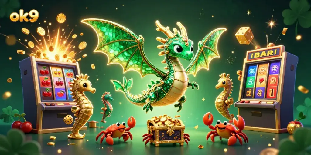 Spin to win big with the dazzling ok9 sea dragon amidst a jackpot explosion of casino riches.