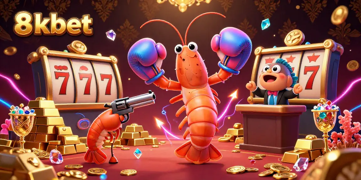 Experience the excitement of 8xbet with vibrant casino characters in a dynamic 3D scene filled with treasures.