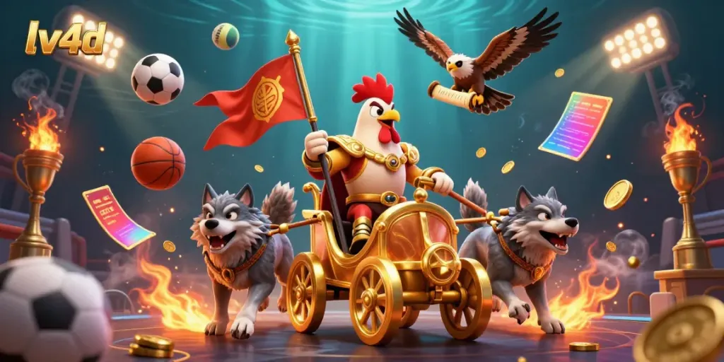 Engage in thrilling gameplay on lv4d with exhilarating sports betting scenes featuring animated characters.