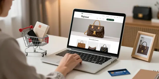 Buy replica bags online convenience, showcasing trendy styles and easy shopping experience.