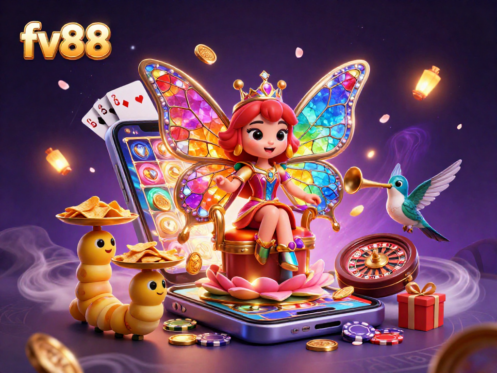 Experience the excitement of fv88 with vibrant visuals of casino elements and games
