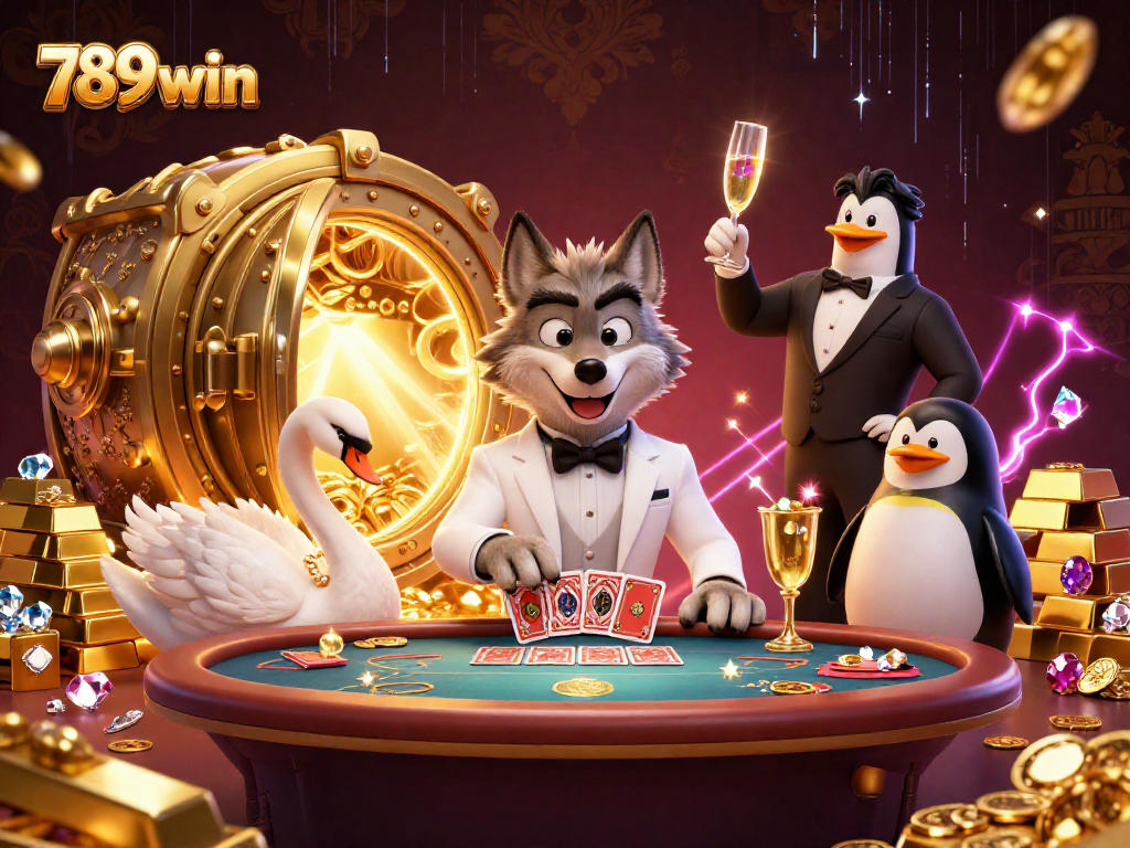 Engage with the vibrant world of 789win at a baccarat table amid luxury casino elements.