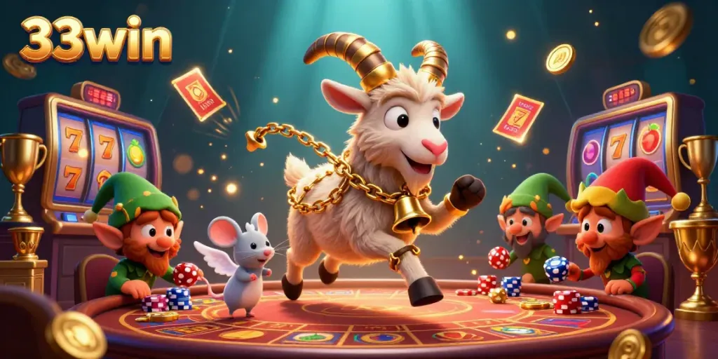 Experience the thrilling energy of 33win's holiday-horror casino with Krampus, festive characters, and dynamic casino elements.