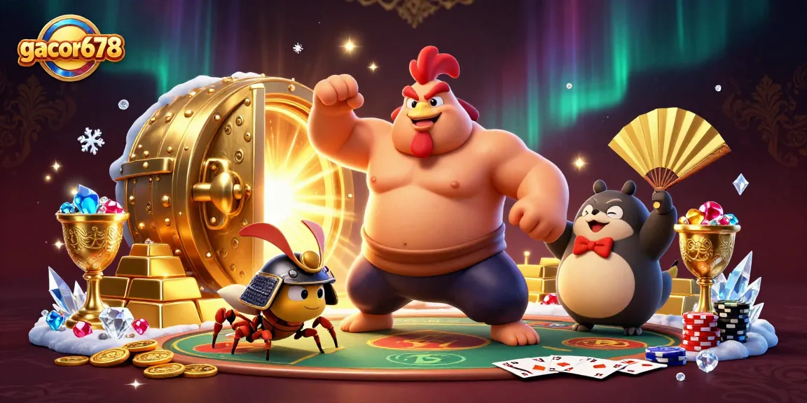 Experience thrilling victories with gacor678 in this vibrant casino-themed illustration.