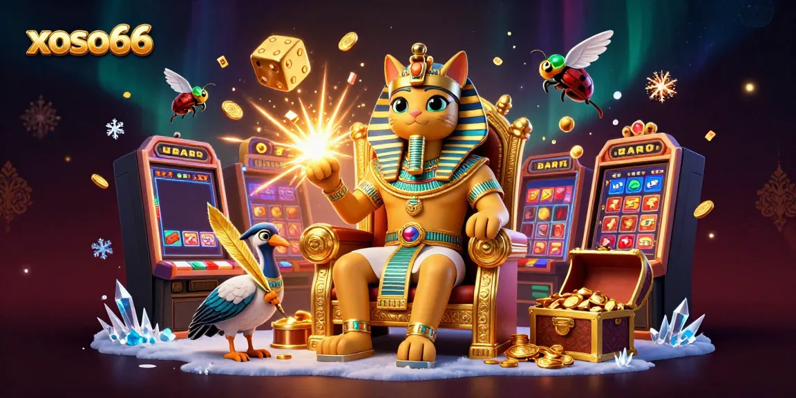 Experience xoso66's thrilling casino atmosphere with a dazzling jackpot explosion and captivating characters.