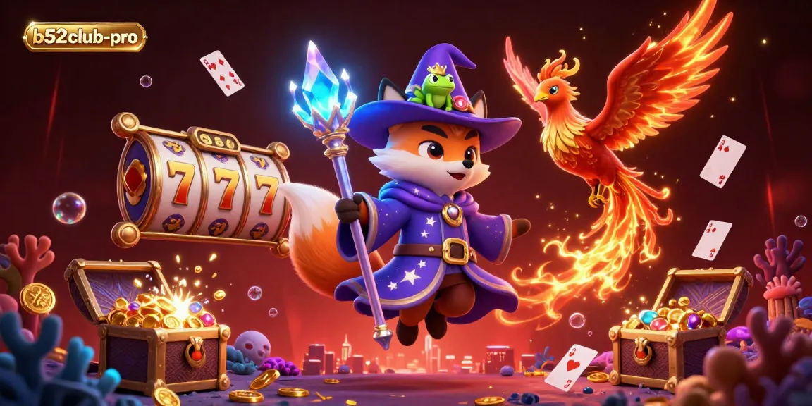 Experience thrilling gaming with b52club-pro in a vibrant 3D wizard-themed casino adventure.