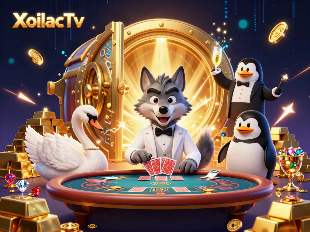 Join the excitement at XoilacTv with a vibrant casino scene featuring playful characters!