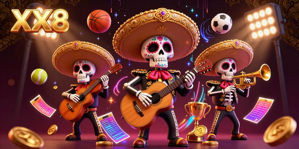 Experience the vibrant XX8 mariachi band amid dynamic sports betting elements, capturing the essence of casino thrill.