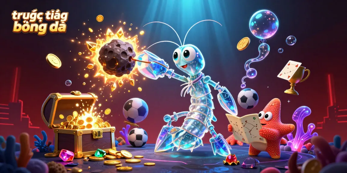 Experience trực tiếp bóng đá with vibrant visuals, golden gems, and dynamic sports action elements.