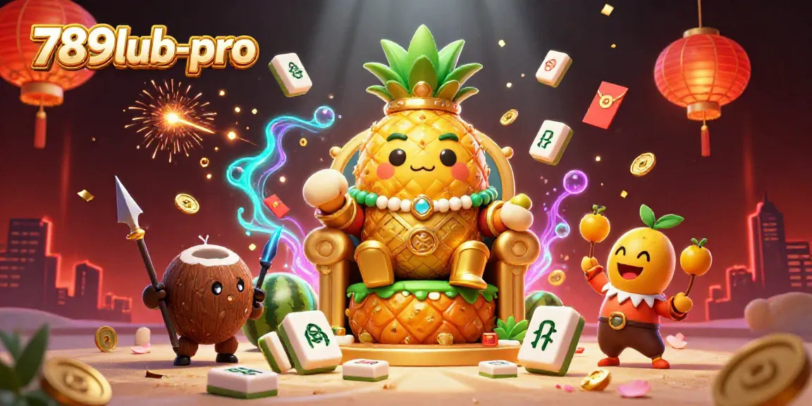 Experience the excitement of casino games with 789lub-pro's vibrant 3D illustration featuring unique characters.