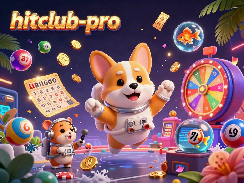 Engage with hitclub-pro's vibrant space casino environment featuring a playful astronaut corgi.